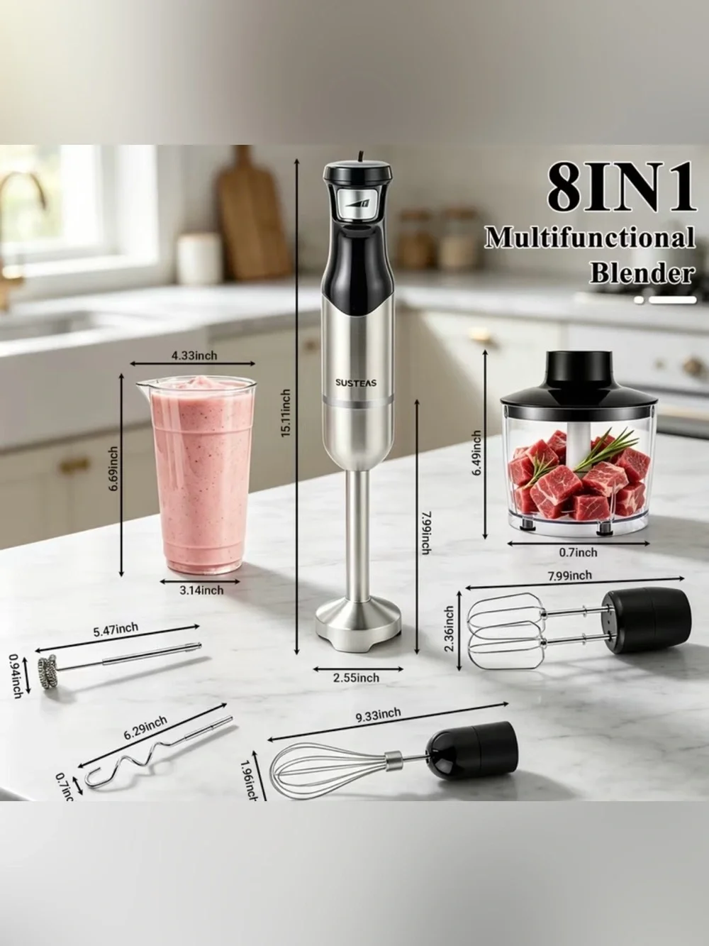 Black & Silver Immersion Hand Mixer with Attachments